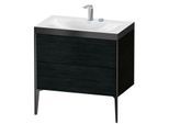 Duravit XViu Waschtisch-Unterschrank XV4710EB216P 80x48cm, 2 Auszüge, 2 Hahnlöcher, schwarz matt, Rahmen P, Eiche schwarz
