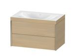Duravit XViu Waschtisch-Unterschrank XV4615NB171C 80x48cm, 2 Schubkästen, ohne Hahnloch, champagner matt, Rahmen C, mediterrane eiche