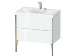 Duravit XViu Waschtisch-Unterschrank XV4710EB185C 80x48cm, 2 Auszüge, 2 Hahnlöcher, champagner matt, Rahmen C, weiß hochglanz