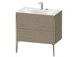 Duravit XViu Waschtisch-Unterschrank XV4710EB135C 80x48cm, 2 Auszüge, 2 Hahnlöcher, champagner matt, Rahmen C, Eiche terra
