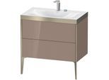 Duravit XViu Waschtisch-Unterschrank XV4710EB186P 80x48cm, 2 Auszüge, 2 Hahnlöcher, champagner matt, Rahmen P, cappucino hochglanz