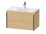 Duravit XViu Waschtisch-Unterschrank XV4615OB230C 80x48cm, 2 Schubkästen, 1 Hahnloch, schwarz matt, Rahmen C, Eiche natur