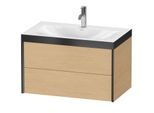 Duravit XViu Waschtisch-Unterschrank XV4615OB230P 80x48cm, 2 Schubkästen, 1 Hahnloch, schwarz matt, Rahmen P, Eiche natur