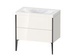 Duravit XViu Waschtisch-Unterschrank XV4710NB222C 80x48cm, 2 Auszüge, ohne Hahnloch, schwarz matt, Rahmen C, weiß hochglanz