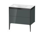 Duravit XViu Waschtisch-Unterschrank XV4710NB238P 80x48cm, 2 Auszüge, ohne Hahnloch, schwarz matt, Rahmen P, dolomiti grey hochglanz