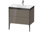 Duravit XViu Waschtisch-Unterschrank XV4710OB289P 80x48cm, 2 Auszüge, 1 Hahnloch, schwarz matt, Rahmen P, flannel grey hochglanz