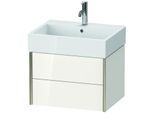 Duravit XViu Waschtisch-Unterschrank XV43340B185 58,4 x 39,7 x 45,4 cm, weiß hochglanz, 2 Schubkästen, champagner matt