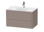Duravit XViu Waschtisch-Unterschrank XV4615OB143C 80x48cm, 2 Schubkästen, 1 Hahnloch, champagner matt, Rahmen C, basalt matt