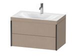 Duravit XViu Waschtisch-Unterschrank XV4615OB275C 80x48cm, 2 Schubkästen, 1 Hahnloch, schwarz matt, Rahmen C, leinen