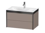 Duravit XViu Waschtisch-Unterschrank XV4615OB243P 80x48cm, 2 Schubkästen, 1 Hahnloch, schwarz matt, Rahmen P, basalt matt