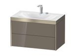 Duravit XViu Waschtisch-Unterschrank XV4615EB189P 80x48cm, 2 Schubkästen, 2 Hahnlöcher, champagner matt, Rahmen P, flannel grey hochglanz