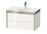 Duravit XViu Waschtisch-Unterschrank XV4615OB122P 80x48cm, 2 Schubkästen, 1 Hahnloch, champagner matt, Rahmen P, weiß hochglanz