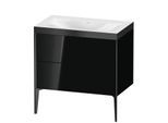 Duravit XViu Waschtisch-Unterschrank XV4710NB240P 80x48cm, 2 Auszüge, ohne Hahnloch, schwarz matt, Rahmen P, schwarz hochglanz