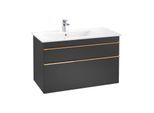 Villeroy und Boch Venticello Waschtisch-Unterschrank A92705PD 95,3 x 59 x 50,2 cm, Becken links, Griff Copper, Black Matt Lacquer