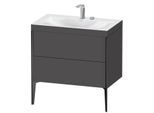 Duravit XViu Waschtisch-Unterschrank XV4710EB249C 80x48cm, 2 Auszüge, 2 Hahnlöcher, schwarz matt, Rahmen C, graphit matt