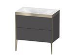 Duravit XViu Waschtisch-Unterschrank XV4710NB149P 80x48cm, 2 Auszüge, ohne Hahnloch, champagner matt, Rahmen P, graphit matt
