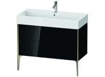 Duravit XViu Waschtisch-Unterschrank XV45370B140 98,4 x 49,3 x 45,4 cm, schwarz hochglanz, 2 Auszüge, champagner matt