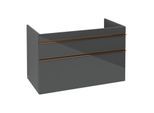 Villeroy und Boch Venticello Waschtisch-Unterschrank A92805RA 95,3 x 59 x 50,2 cm, Becken rechts, Griff Copper, Glass Glossy Grey