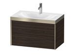 Duravit XViu Waschtisch-Unterschrank XV4615OB169P 80x48cm, 2 Schubkästen, 1 Hahnloch, champagner matt, Rahmen P, nussbaum gebürstet