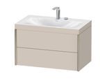 Duravit XViu Waschtisch-Unterschrank XV4615EB191C 80x48cm, 2 Schubkästen, 2 Hahnlöcher, champagner matt, Rahmen C, taupe matt