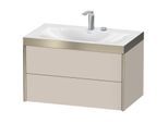 Duravit XViu Waschtisch-Unterschrank XV4615EB191P 80x48cm, 2 Schubkästen, 2 Hahnlöcher, champagner matt, Rahmen P, taupe matt