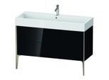 Duravit XViu Waschtisch-Unterschrank XV45380B140 118,4 x 49,3 x 45,4 cm, schwarz hochglanz, 2 Auszüge, champagner matt