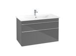 Villeroy und Boch Venticello Waschtisch-Unterschrank A92601FP 95,3 x 59 x 50,2 cm, Becken mittig, Griff Chrom, Glossy Grey