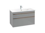 Villeroy und Boch Venticello Waschtisch-Unterschrank A92605RA 95,3 x 59 x 50,2 cm, Becken mittig, Griff Copper, Glass Glossy Grey