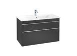 Villeroy und Boch Venticello Waschtisch-Unterschrank A92601PD 95,3 x 59 x 50,2 cm, Becken mittig, Griff Chrom, Black Matt Lacquer