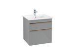 Villeroy und Boch Venticello Waschtisch-Unterschrank A92305RA 55,3 x 59 x 50,2 cm, Griff Copper, Glass Glossy Grey