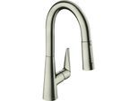 hansgrohe Talis M51 M5116-H160 Küchenarmatur 73850800, Edelstahl-Optik, mit Ausziehbrause, sBox