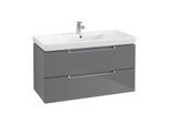 Villeroy & Boch Subway 2.0 Waschtischunterschrank A69700FP,98,7x52x44,9cm,Glossy Grey,Griff silber