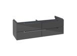 Villeroy & Boch Subway 2.0 Waschtischunterschrank A69210FP, 128,7x42x44,9cm, Glossy Grey,Griff chrom