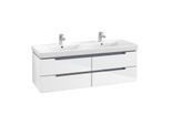 Villeroy & Boch Subway 2.0 Waschtischunterschrank A69210DH, 128,7x42x44,9 cm, Glossy White,chrom