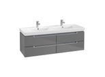 Villeroy & Boch Subway 2.0 Waschtischunterschrank A69200FP, 128,7x42x44,9cm, Glossy Grey, Griff matt
