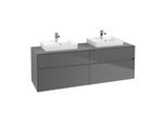 Villeroy & Boch Collaro Waschtischunterschrank C02100FP 160x54,8x50cm, für 2 Waschtische, Glossy Grey