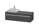 Duravit Ketho Waschtisch-Unterschrank KT6697L4949 140x55x42,6cm, für Aufsatzbecken, 2 Auszüge, Ausschnitt links, graphit matt