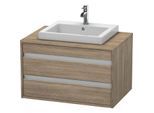 Duravit Ketho Waschtisch-Unterschrank KT675403535 80 x 55 cm, Eiche terra, für Einbauwaschtisch mittig, 2 Schubkästen