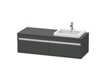 Duravit Ketho Waschtisch-Unterschrank KT6797R4949 140x55x42,6cm, Einbauwaschtische, 2 Auszüge, Ausschnitt rechts, graphit matt