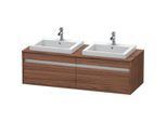 Duravit Ketho Waschtisch-Unterschrank KT6797B2121 140x55x42,6cm, Einbauwaschtische, 2 Auszüge, Ausschnitt beidseitig, nussbaum dunkel