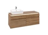 Villeroy und Boch Legato Waschtischunterschrank B614L0RH 140x55x50cm, Waschtisch links, mit LED-Beleuchtung, Kansas Oak