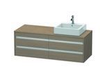 Duravit Ketho Waschtisch-Unterschrank KT6657R3535 140x55x49,6cm, für Aufsatzbecken, 4 Schubkästen, Ausschnitt rechts, Eiche terra