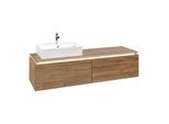 Villeroy und Boch Legato Waschtischunterschrank B672L0RH 160x38x50cm, Waschtisch links, mit LED-Beleuchtung, Kansas Oak