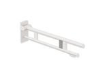 Hewi System 900 Stützklappgriff 900.50.11560DX Ausladung 750 mm, Edelstahl pulverbeschichtet weiß tiefmatt, rechts, WC-Papierhalter/Funk-Spülauslösung