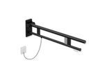 Hewi System 900 Stützklappgriff 900.50.14060DC Ausladung 850 mm, Edelstahl pulverbeschichtet schwarz tiefmatt, rechts