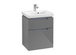 Villeroy & Boch Subway 2.0 Waschtisch-Unterschrank A90710FP 48,5x59x38cm, 2 Auszüge, Griff chrom, glossy grey