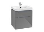 Villeroy & Boch Subway 2.0 Waschtischunterschrank A90910FP, 58,7x59x45,4cm, Glossy Grey, chrom
