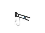 Hewi System 900 Stützklappgriff 900.50.12760DC Ausladung 750 mm, Edelstahl pulverbeschichtet schwarz tiefmatt, links