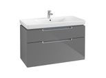 Villeroy & Boch Subway 2.0 Waschtisch-Unterschrank A91500FP 98,7x59x44,9cm, 2 Auszüge, Griff silbermatt, glossy grey