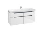 Villeroy&Boch Subway 2.0 XL Waschtischunterschrank A91600DH,128,7x59x44,9cm,Glossy White,Griff silber